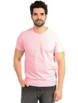 Camiseta Masculina Anistia Gola V Algodão Elastano Fit Rosa