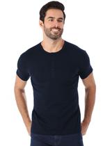 Camiseta Masculina Anistia Henley Manga Curta Anistia Marinho