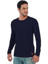 Camiseta Masculina Anistia Slim com Elastano Manga Longa Marinho