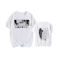 Camiseta Masculina Attack on Titan Eren Yeager Shingeki No Kyojin Anime De Algodão Casual De Verão