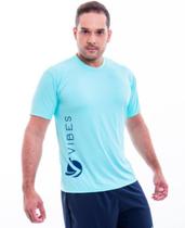 Camiseta masculina azul água com proteção UV50 Camiseta masculina azul água com proteção UV50