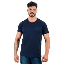 Camiseta Masculina Azul Marinho Casual Gola Careca