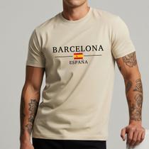 Camiseta Masculina Barcelona Espanha Bandeira Internacional 100% Algodão
