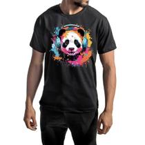 Camiseta Masculina Básica Algodão Gola Careca Estampa Panda