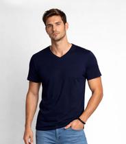 Camiseta Masculina Básica Com Gola Em V Select Azul Camiseta Masculina Básica Com Gola Em V Select Azul