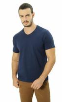 Camiseta Masculina Básica Cotton Azul Marinho Gola V Camiseta Masculina Básica Cotton Azul Marinho Gola V