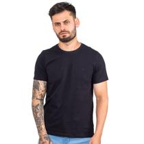 Camiseta Masculina Básica Lisa Com Bordado Gola Careca