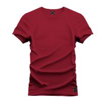Camiseta Masculina Basica Lisa Manga Curta Algodão 100% Premium Gola Redonda - Bordô Lisa