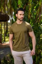 Camiseta Masculina Básica Maculina Slim Verde Musgo - Conquest