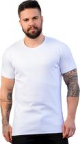 Camiseta Masculina Básica Slim Manga Curta Malha Algodão Peruano Bordada Conforto Qualidade