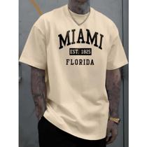 Camiseta Masculina Bege Algodão Miami