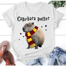 Camiseta Masculina Blusa Feminina 100% Algodão Harry Potter Capivara Simples Lançamento 2024