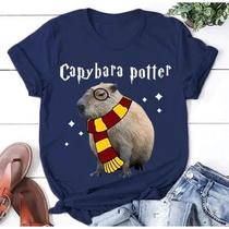 Camiseta Masculina Blusa Feminina 100% Algodão Harry Potter Capivara Simples Lançamento 2024