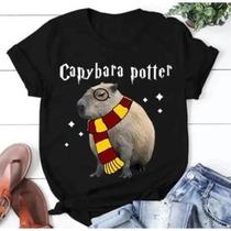 Camiseta Masculina Blusa Feminina 100% Algodão Harry Potter Capivara Simples Lançamento 2024