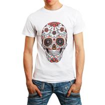Camiseta Masculina Branca Caveira Mexicana Skul 03