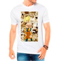 Camiseta Masculina Branca Desenho Anime Dragon Bal Z 01