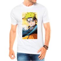 Camiseta Masculina Branca Desenho Naruto Anime 08