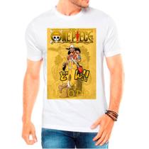 Camiseta Masculina Branca Desenho One Pieces 12