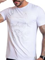 Camiseta Masculina Branca gola O Pit Bull 84332 Camiseta Masculina Branca gola O Pit Bull 84332