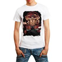 Camiseta Masculina Branca Goro Bateria Mortal Kombat