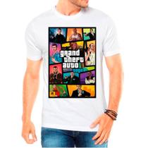 Camiseta Masculina Branca GTA V Carros jogos games 01