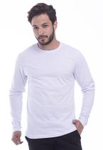 Camiseta Masculina Branca Manga Longa Básica 100% Algodão