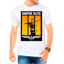 Camiseta Masculina Branca Sniper Elite Jogos Games Camiseta Masculina Branca Sniper Elite Jogos Games