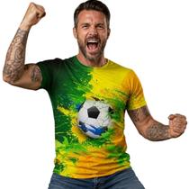 Camiseta Masculina Brasil copa 2026 3D Slim Proteção UV tamanho:XLCor:AMARELO