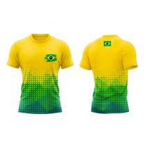 Camiseta Masculina Brasil Especial da Copa Camisa Manga Curta Amarela Bolinha Mar Negro