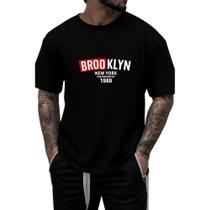 Camiseta Masculina Brooklyn Premium Manga Curta Algodão Penteado