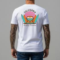 Camiseta Masculina California Surfing Paradise Algodão Camisa Surf Manga Curta Dia a Dia Lançamento Estilo Praia Retrô Verão Casual Camiseta Masculina California Surfing Paradise Algodão Camisa Surf Manga Curta Dia a Dia Lançamento Estilo Praia Retrô Verão Casual