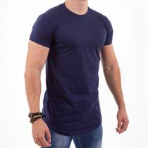 Camiseta Masculina Camisa Blusa Longline Corte Ajustado Slim Algodao Premium