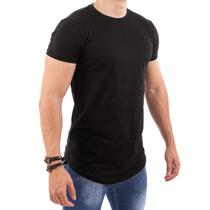 Camiseta Masculina Camisa Blusa Longline Corte Ajustado Slim Algodao Premium