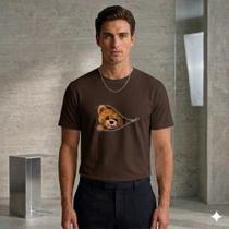Camiseta Masculina Casual 100% Algodão Urso estiloso Camiseta Masculina Casual 100% Algodão Urso estiloso