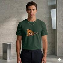 Camiseta Masculina Casual 100% Algodão Urso estiloso Camiseta Masculina Casual 100% Algodão Urso estiloso