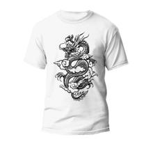 Camiseta Masculina Casual Algodão Premium Adulto, Infantil e Plus Size Dragão Tribal