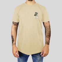 Camiseta Masculina Casual Algodão Premium Gola Redonda Estampada Mão Dollar