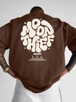 Camiseta Masculina Casual Com Estampa Moontief Gola Redonda