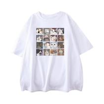 Camiseta Masculina Casual de Algodão com Estampa Engraçada de Gato - Tamanhos Grandes