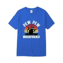 Camiseta Masculina Casual De Verão Em Algodão Com Estampa Engraçada De Gato, Gola Redonda E Ajuste