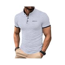 Camiseta Masculina Casual Elegante De Cor Sólida Com Manga Curta E Gola Alta, Camisa Polo