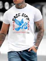 Camiseta Masculina Casual Em Algodão Passaro Estampado 30.1