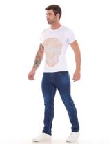 Camiseta Masculina Caveira Com Strass Branca