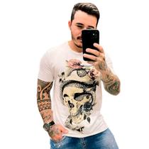 Camiseta Masculina Caveira Slim Fit P Biotwo Off White