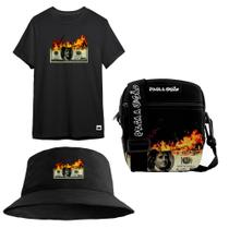 Camiseta Masculina + Chapeu + Bag Pega Visão Dollar Camiseta Masculina + Chapeu + Bag Pega Visão Dollar