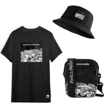 Camiseta Masculina + Chapeu + Bag Pega Visão Favela Camiseta Masculina + Chapeu + Bag Pega Visão Favela