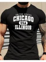 Camiseta Masculina Chicago USA - Algodão Durável, Estilo Clássico