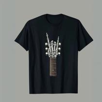 Camiseta Masculina Colada Básica Casual Estampada Guitarra Confort Premium