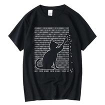 Camiseta Masculina Com Design De Gato Engraçado, Mistura De Algodão, Verão, Manga Curta, Solta,