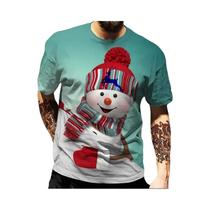 Camiseta Masculina Com Estampa 3D De Feliz Natal Papai Noel Casual Com Gola Redonda E Ajuste Solto